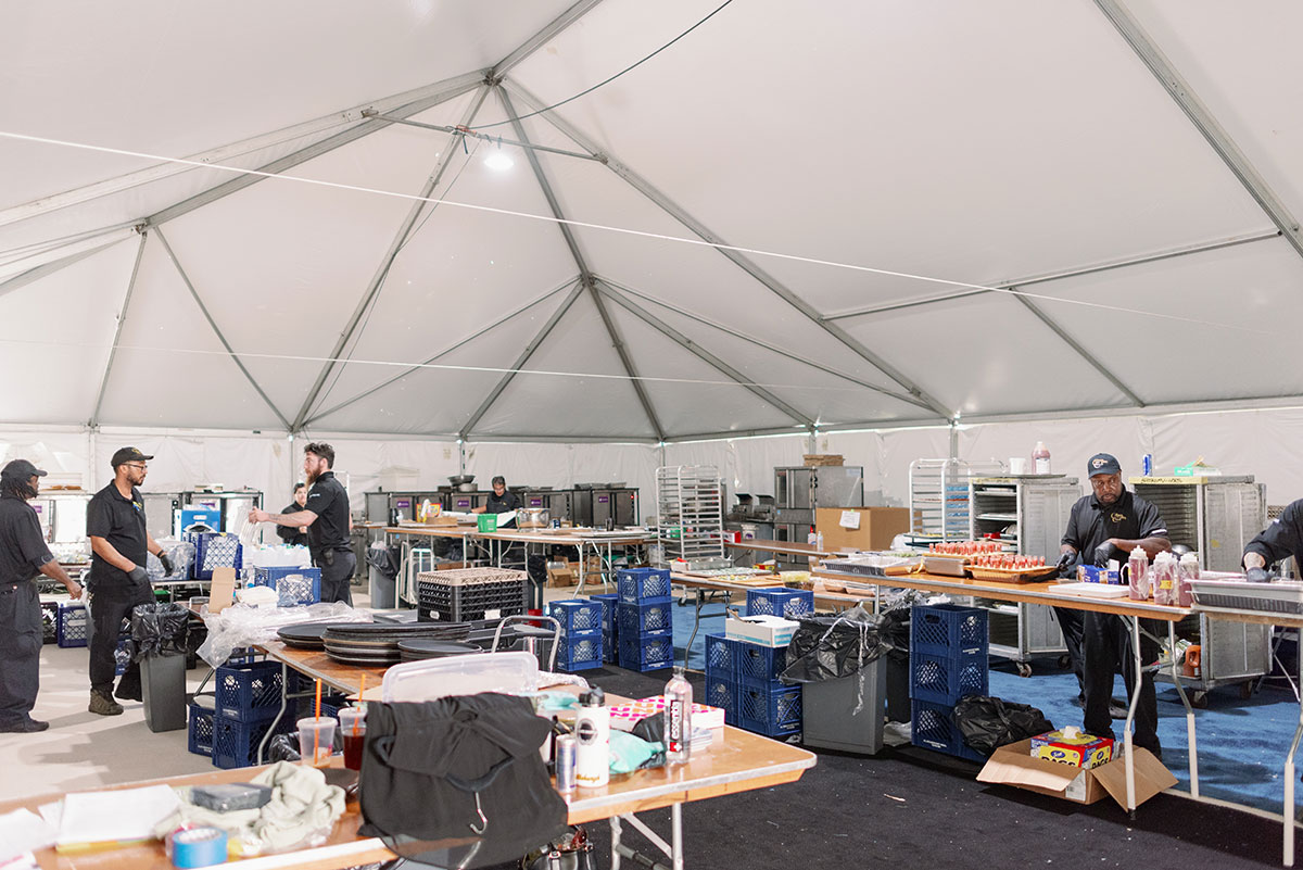 Interior view of catering tent