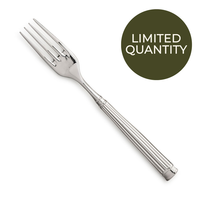 Cora Stainless Appetizer Fork with sticker that says Large Quantities