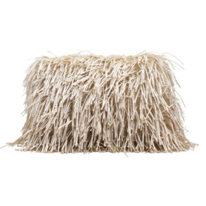 Metallic Ribbon Shag Pillow Lumnar Beige