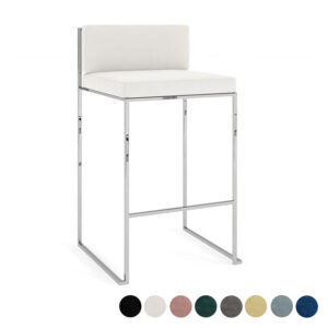 Paramount Silver Barstool Ivory Velvet